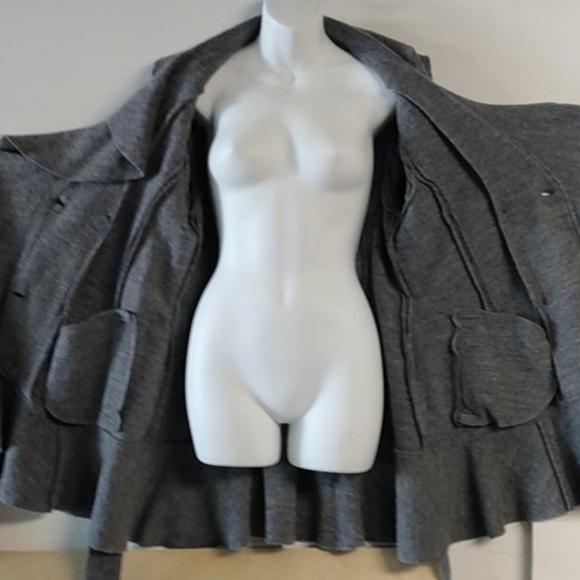 Wool Ruffle Mid Length Coat by A.B.S - Picture 2 of 7